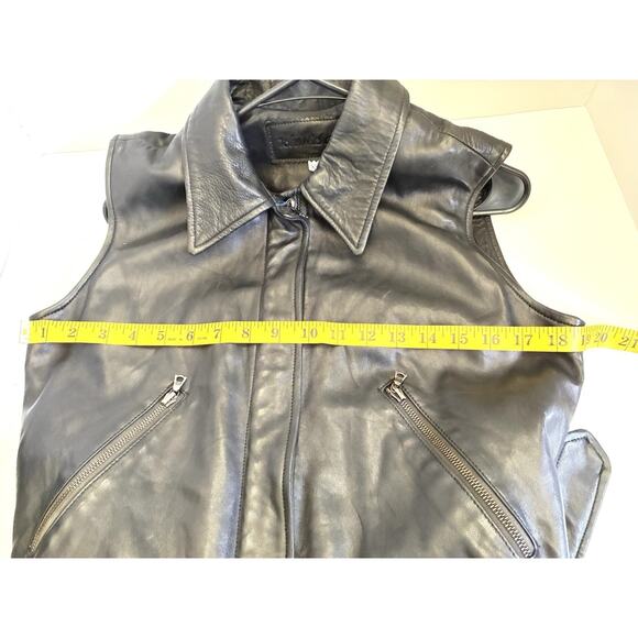 John Michael Designer Black 100% Soft Leather Woman's Vest Size XS - Picture 11 of 16